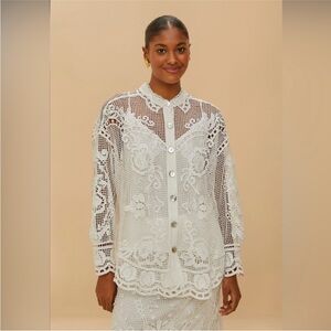 Farm rio: Off-White Swan Lake Guipure Shirt